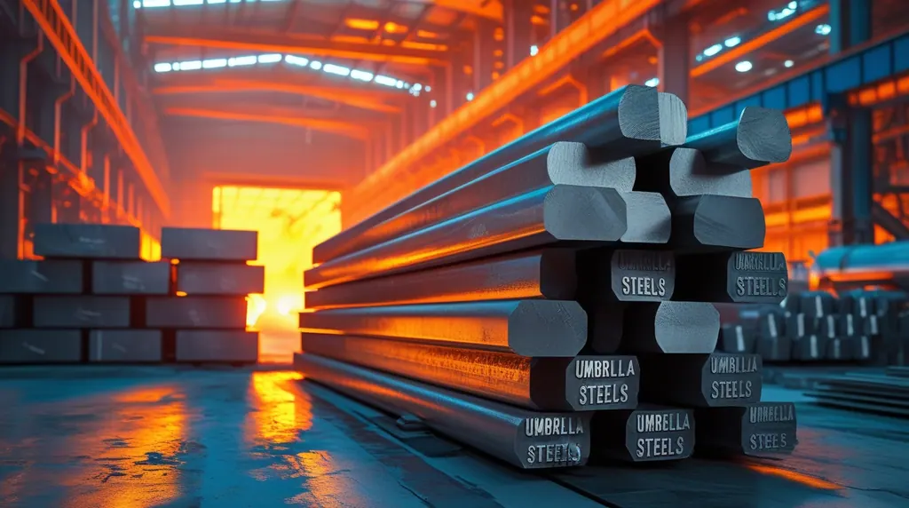 Branded Umbrella Steels billets inside the rolling mill